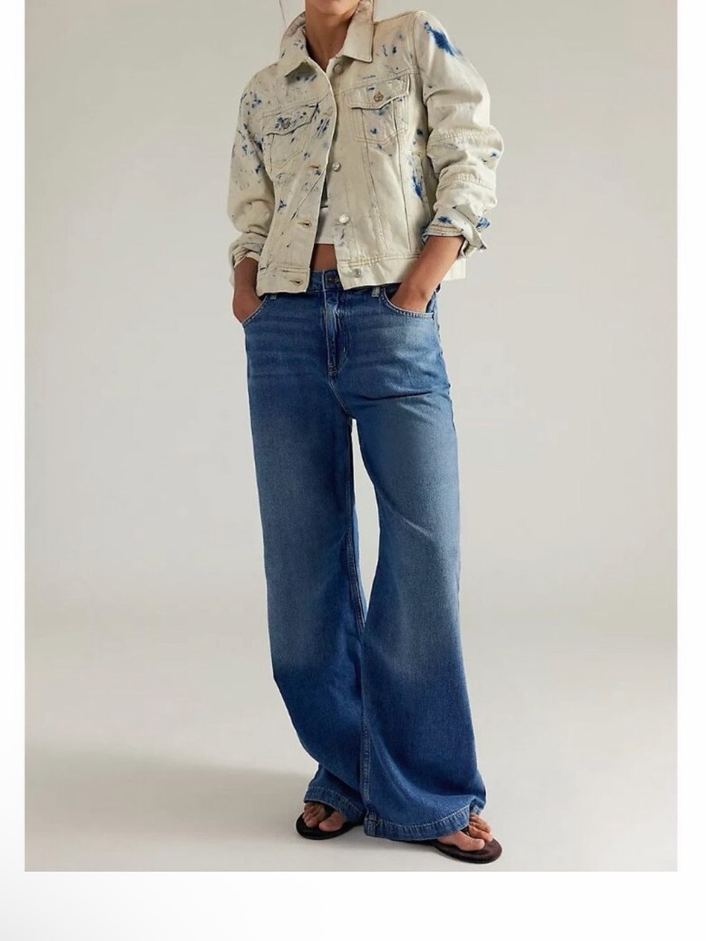 Free People We The Free Women's Stride Straight n’ Wide Jeans in Walk Away
